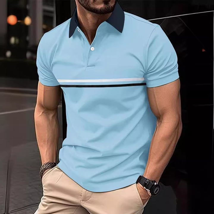 Herren Polohemd mit modischem Farbblockdesign und hochwertiger Stofftechnologie Echoarchiv