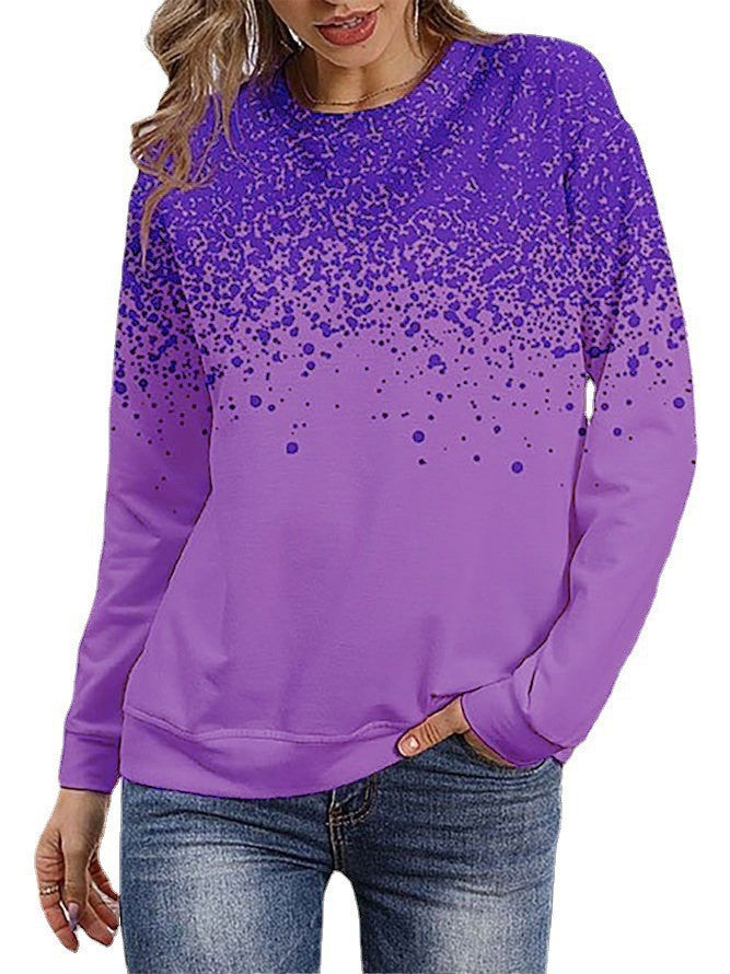 Damen Sweatshirt mit Farbverlauf-Punktdruck und Rundhalsausschnitt Echoarchiv