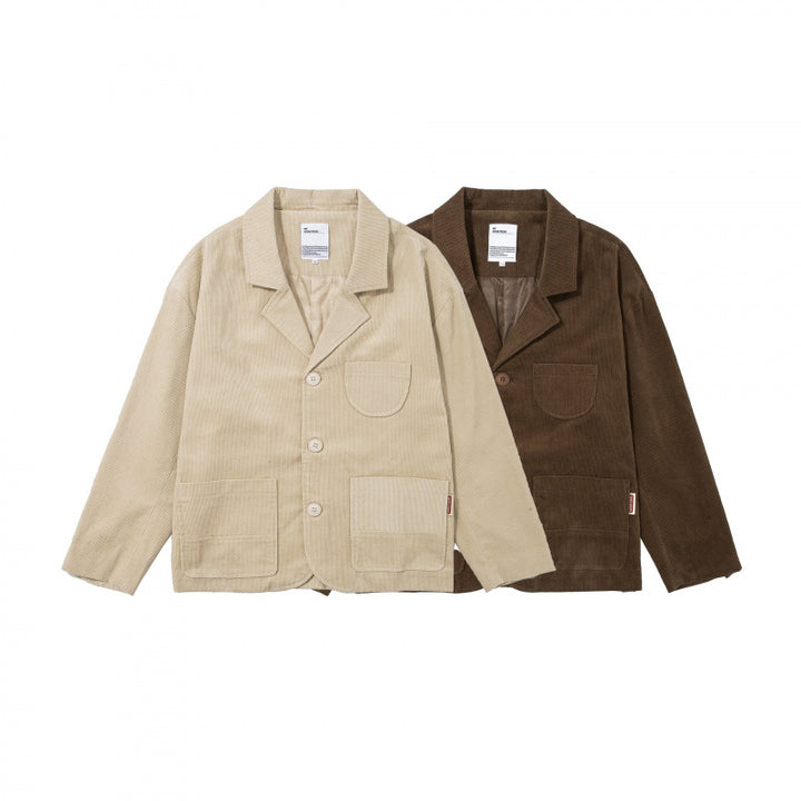 Herren Kastenförmiger Cord-Blouson mit Reverskragen, aufgesetzten Taschen und lockerer Silhouette Echo Archiv