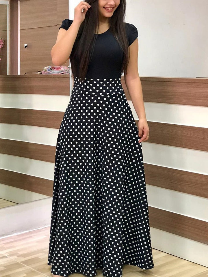 Damen Elegantes Maxikleid mit grafischem Druck und flexiblem Bund Echo Archiv