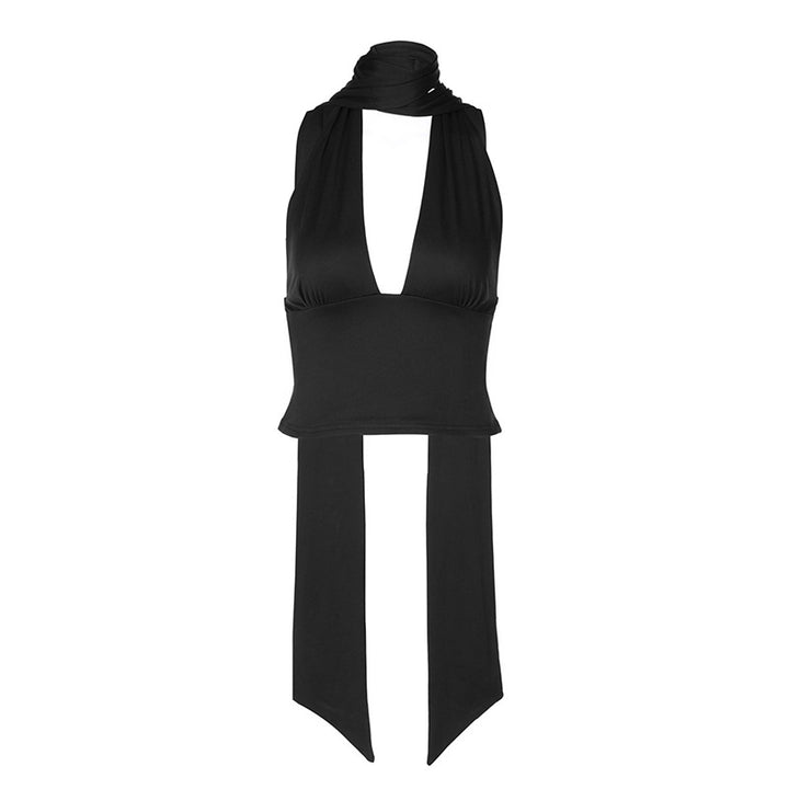 Damen asymmetrisches Top mit variablem Krawattendetail Echo Archiv