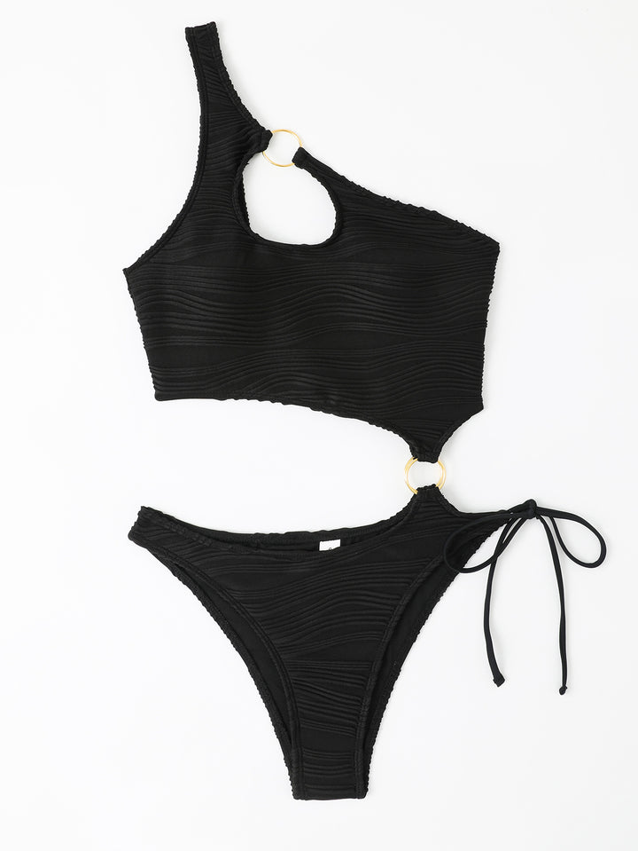 Damen Einteiler Badeanzug mit asymmetrischem Cut-Out und goldenen Akzenten Echo Archiv