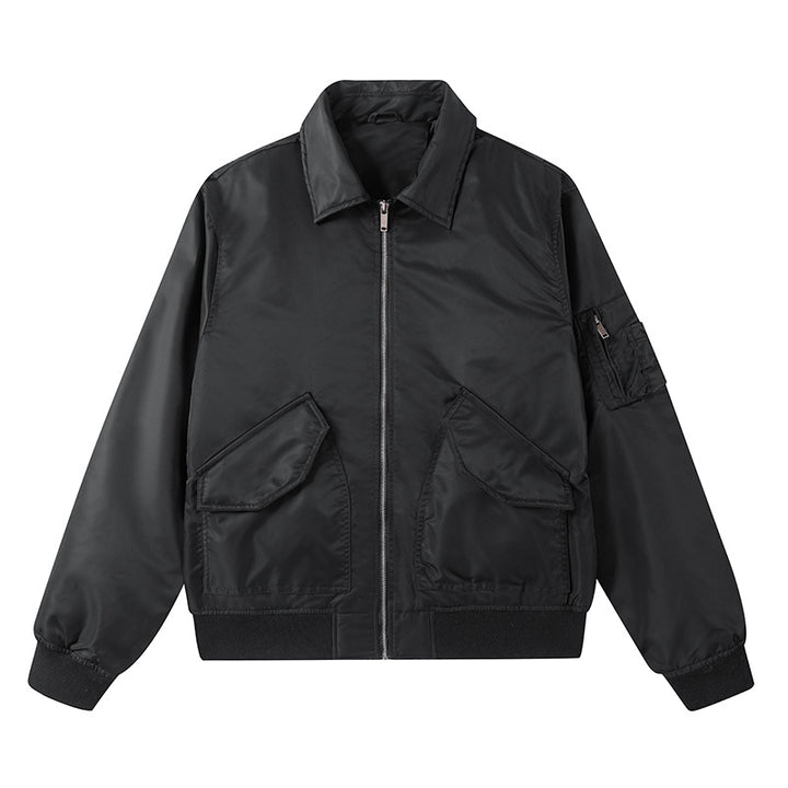 Herren  Boxy Kragen Zip-Front Bomberjacke mit übergroßen schrägen Klappentaschen und Utility-Tasche am Ärmel Echo Archiv