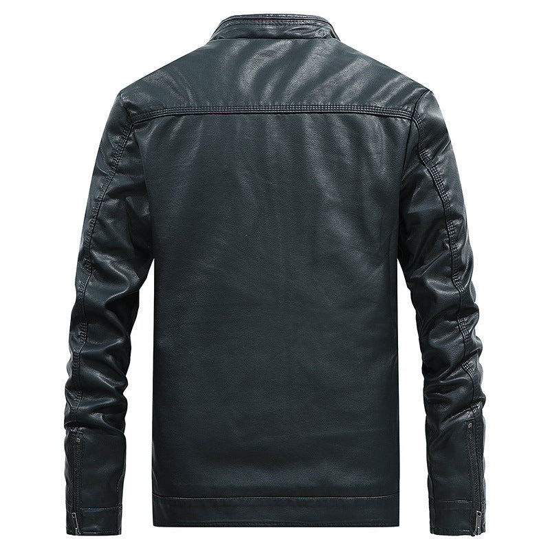Herren Modernes Lederimitat-Fieldblouson mit Stehkragen und Reißverschlusstaschen – Taviero