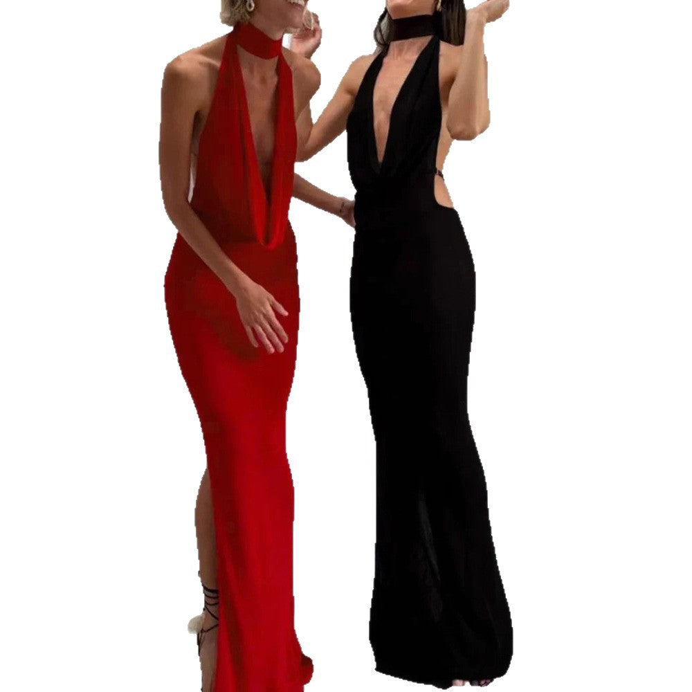 Damen Maxikleid mit elegantem Wasserfallausschnitt und figurbetontem Design Echo Archiv