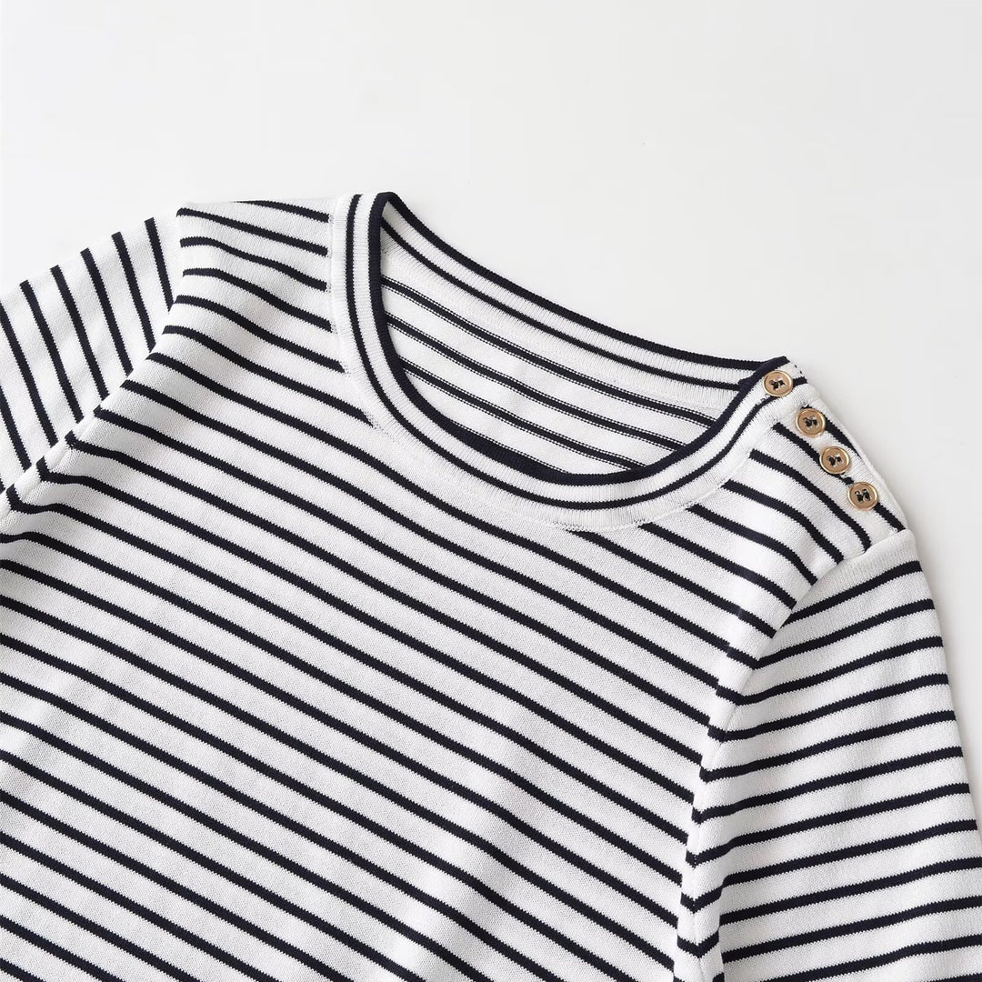 Damen gestreiftes T-Shirt mit kurzen Ärmeln Echo Archiv
