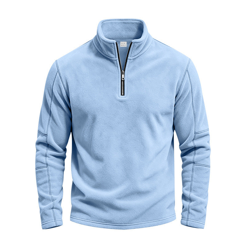 Herren Fleece-Pullover mit kurzem Reißverschluss und Stehkragen Echoarchiv