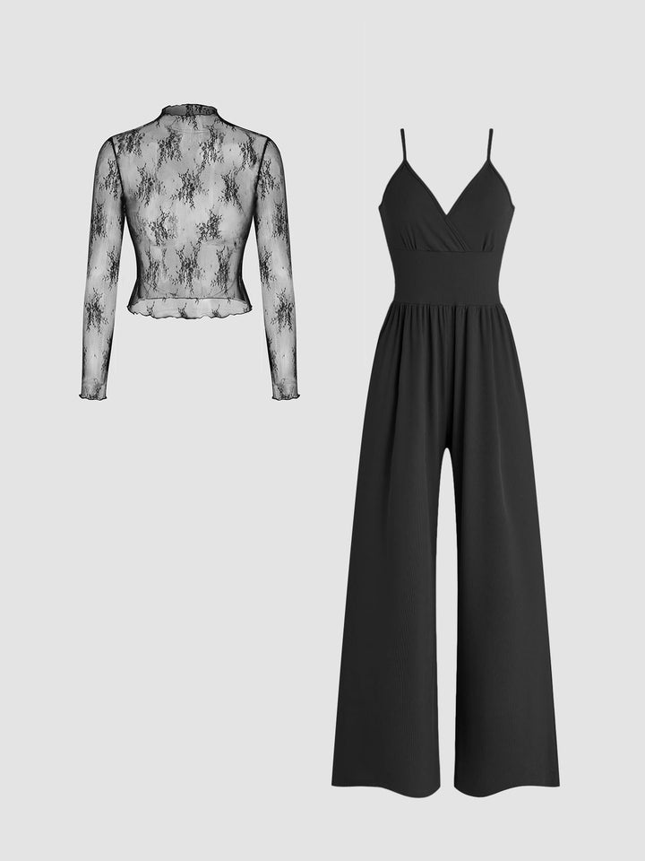 Damen elegantes und figurbetontes Jumpsuit-Set Echoarchiv
