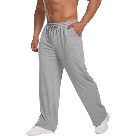 Herren locker fallende Loungehose aus softem Jersey mit Kordelzug, elastischem Bund und geradem Bein – Sorevano