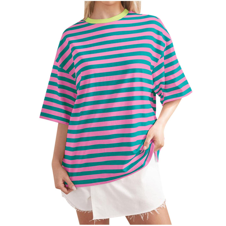 Damen Lässiges Oversized T-Shirt mit breiten Streifen Echoarchiv