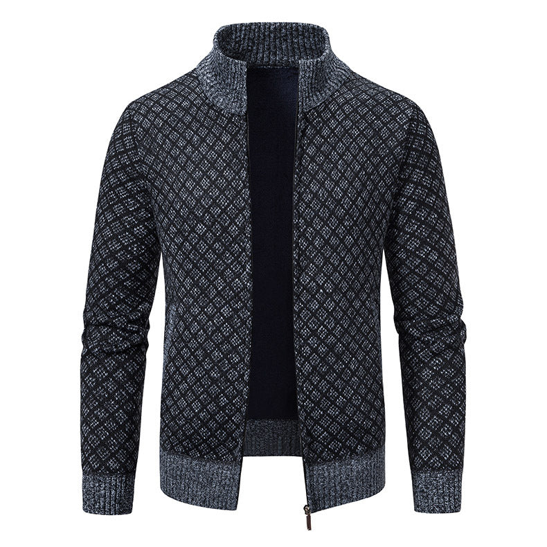 Herren Strickjacke mit modernem Zipper und hochwertigem Muster Echoarchiv
