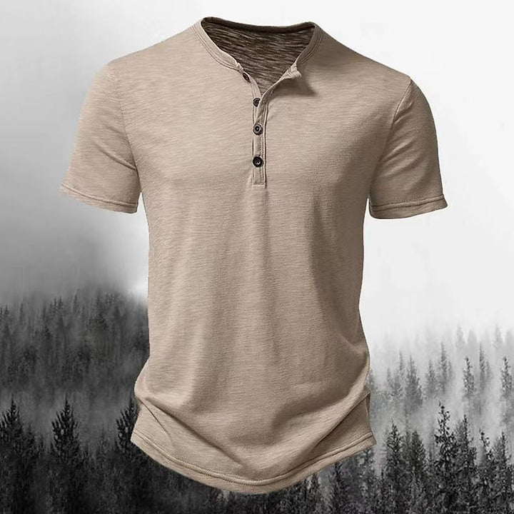 Herren Freizeit Kurzarm Henley Shirt mit Knopfleiste Echoarchiv