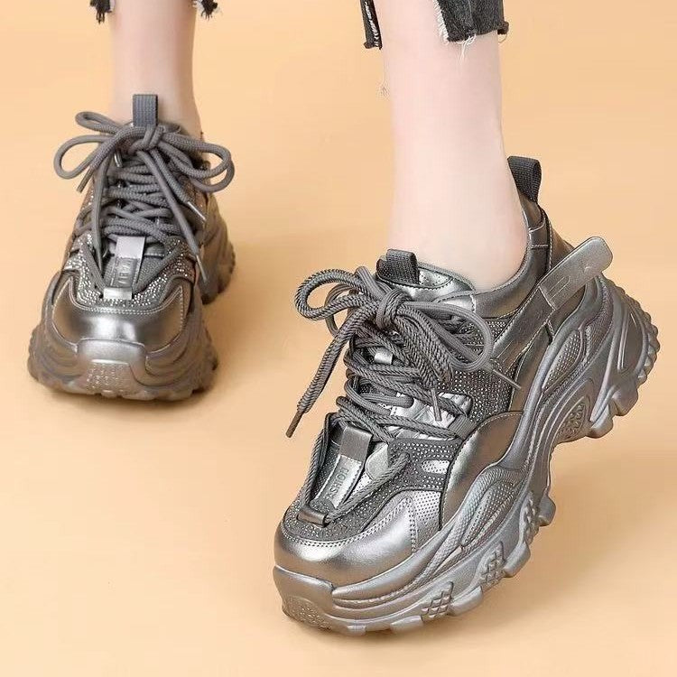 Damen Sportliche Chunky Sneakers mit Glitzer-Elementen und verstärktem Profil Echo Archiv