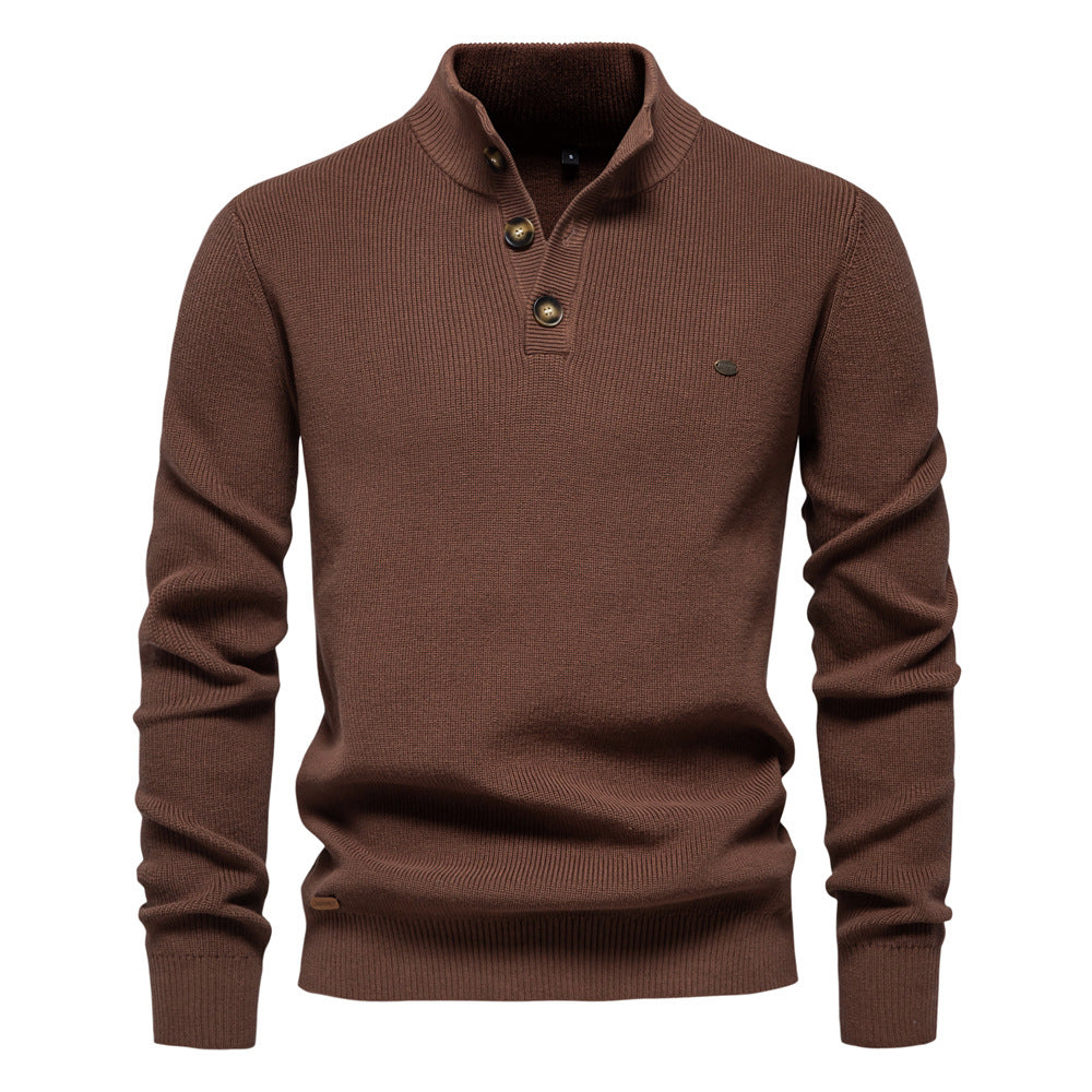 Herren Pullover mit Knopfleiste und strukturiertem Muster Echoarchiv