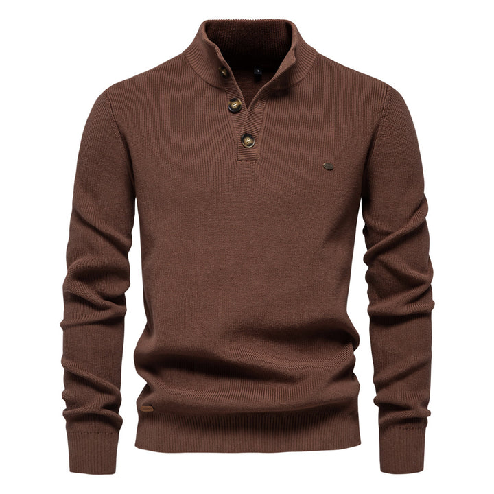 Herren Pullover mit Knopfleiste und strukturiertem Muster Echoarchiv