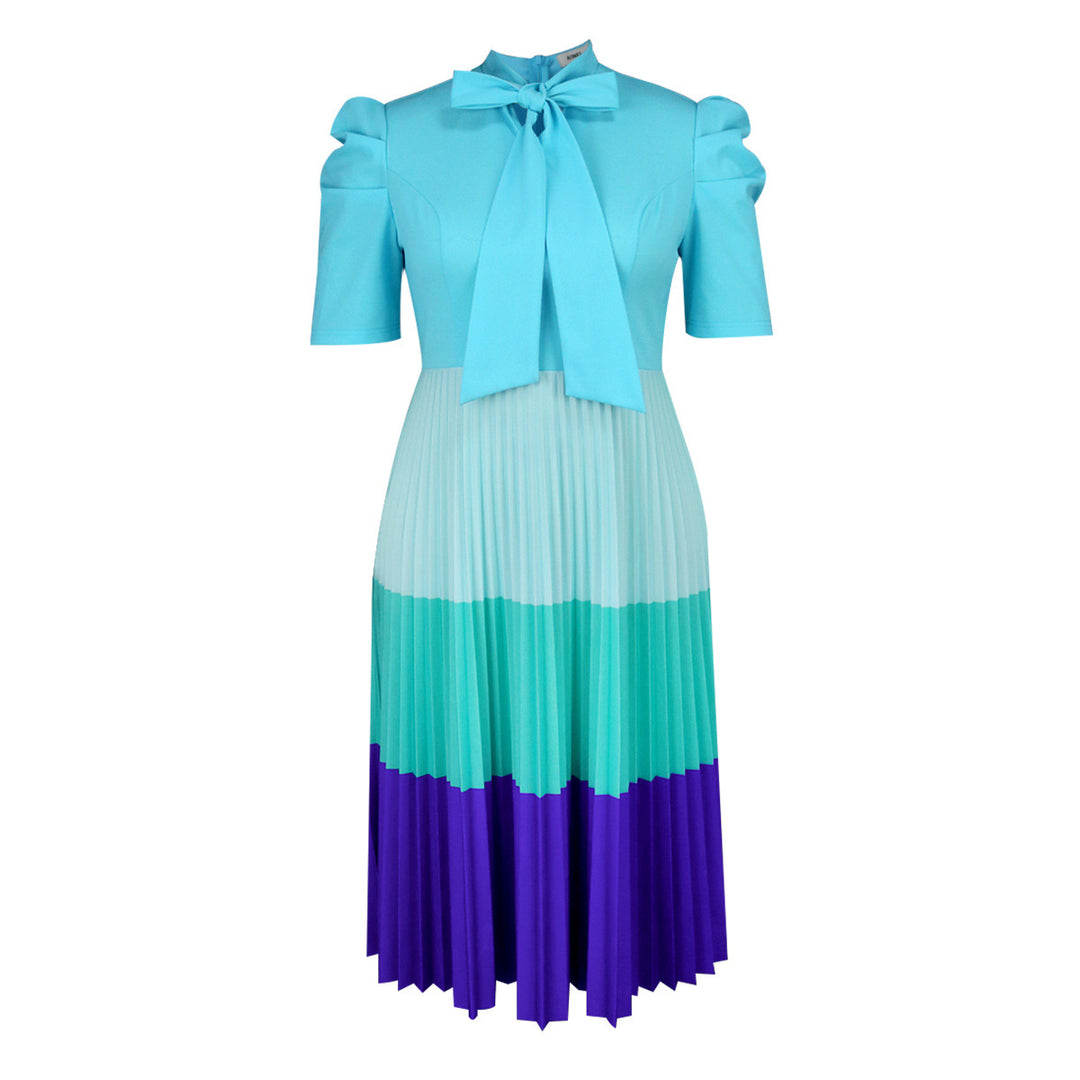 Damen Elegantes Plisseekleid mit Schleifenkragen Echo Archiv