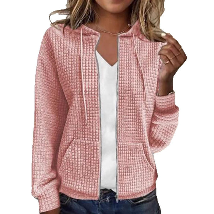 Damen nan gesteppte Kapuzenjacke mit Waffelstruktur, durchgehendem Reißverschluss und Kängurutaschen Echo Archiv