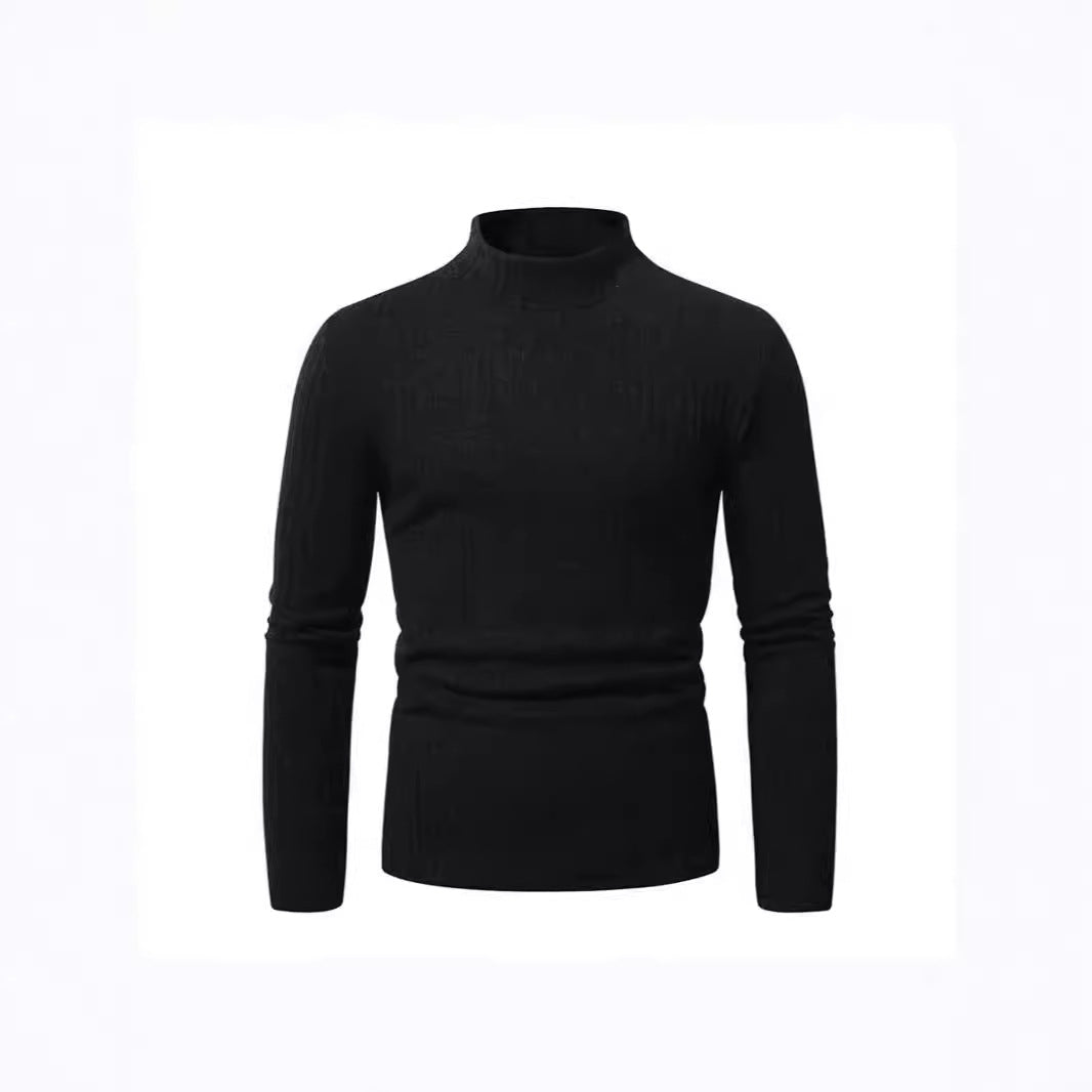 Herren eleganter Rollkragenpullover mit vertikalem Rippstrickdesign Echoarchiv
