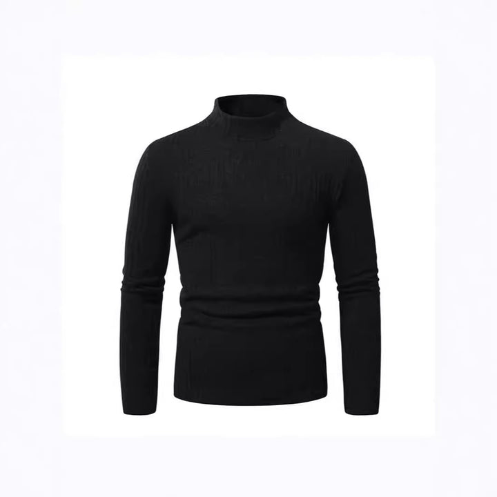 Herren eleganter Rollkragenpullover mit vertikalem Rippstrickdesign Echoarchiv