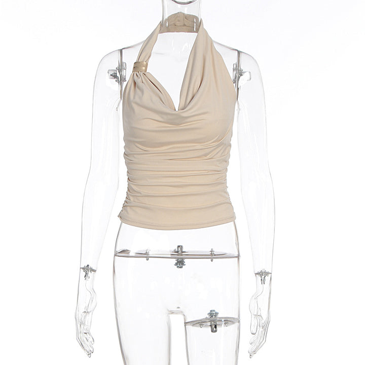 Damen Hals-Collier Top mit elegantem Wickeldesign und schmeichelnder Silhouette Echo Archiv