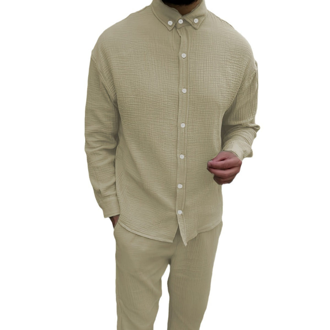 Herren elegantes langärmliges Hemd mit strukturiertem Design Echoarchiv