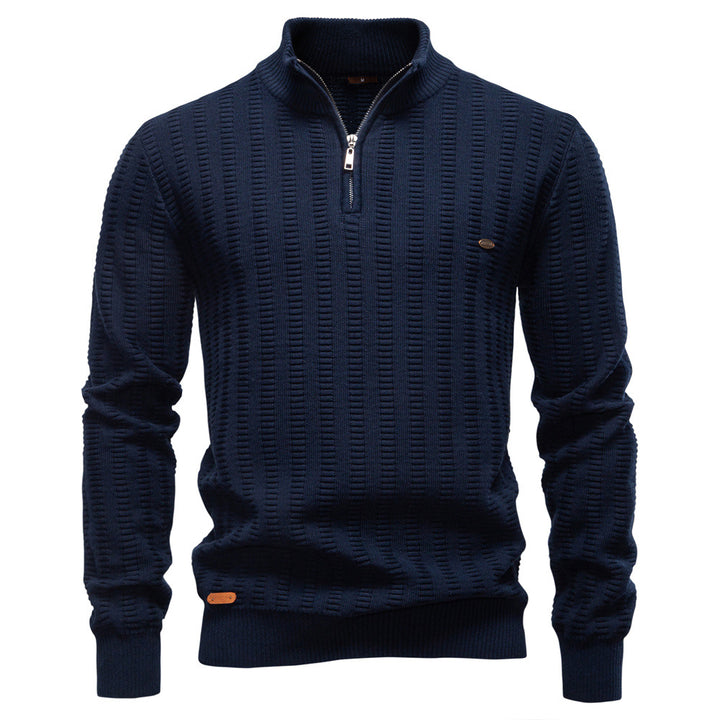 Herren Pullover mit strukturiertem Design und halbem Reißverschluss Echoarchiv