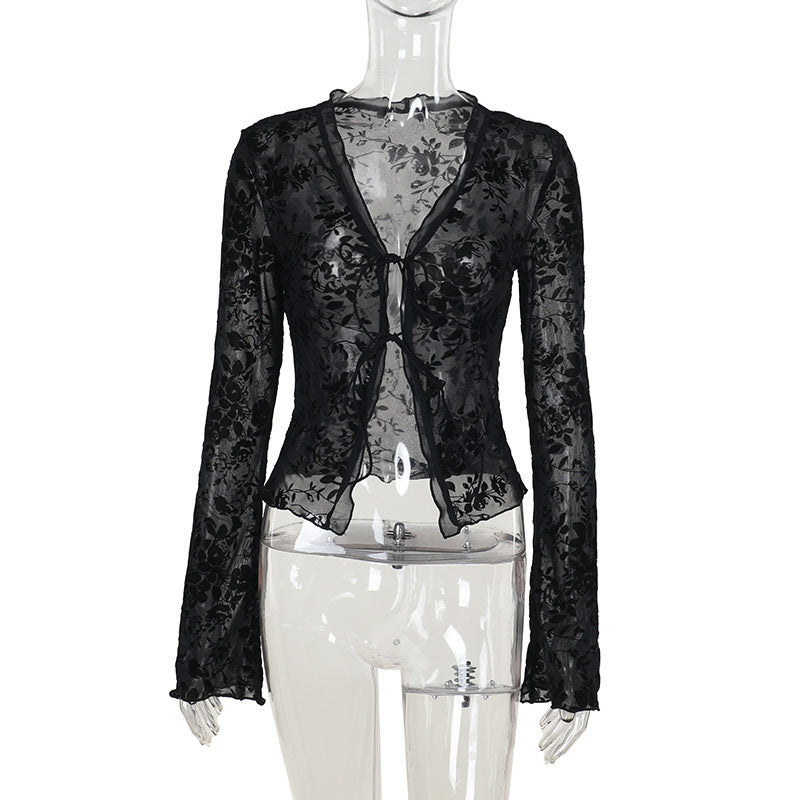 Damen Transparentes Spitzenoberteil mit floralem Design Echo Archiv