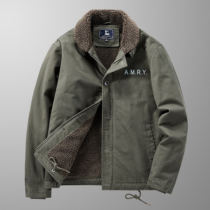 Herren Canvas-Arbeitsjacke mit Sherpa‑Futter, Thermo‑Innenlage und Kordelzugsaum Echoarchiv