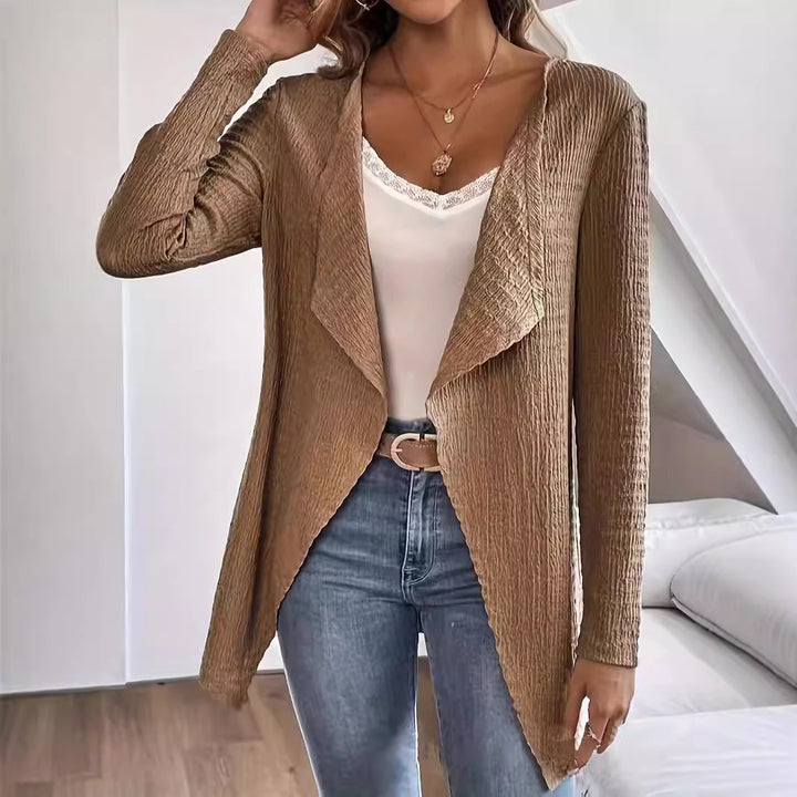 Damen Wasserfall-Blazer aus Crinkle-Struktur, leicht und offen Echoarchiv