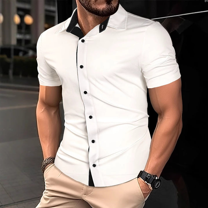 Herren Kurzarmhemd mit modernem Kontrastkragen und schickem Button-Design Echoarchiv