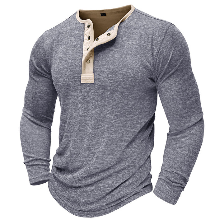 Herren Langarm-Henley-Shirt mit Knopfleiste Echoarchiv