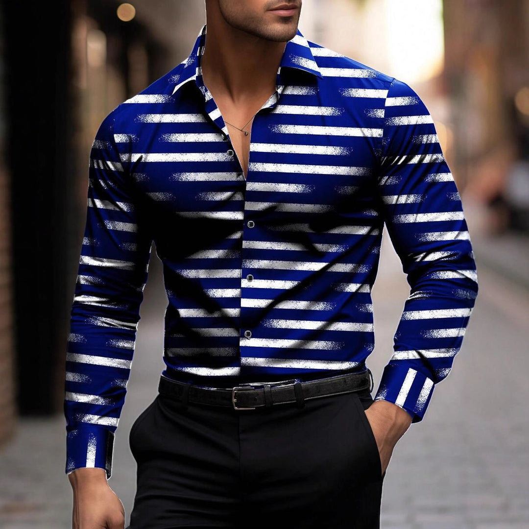 Herren elegantes Langarmhemd mit modernem Streifen-Design Echoarchiv