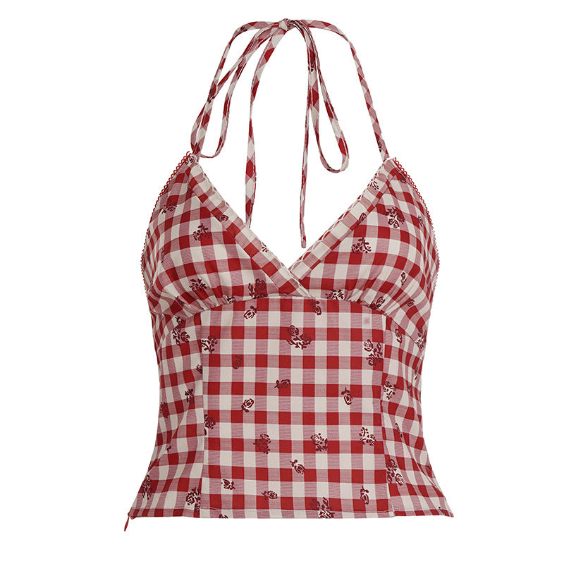 Damen Sommerliches Karo Top Echo Archiv