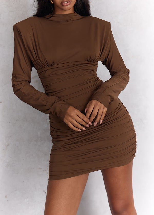 Damen Elegantes Raffungskleid mit langen Ärmeln Echo Archiv