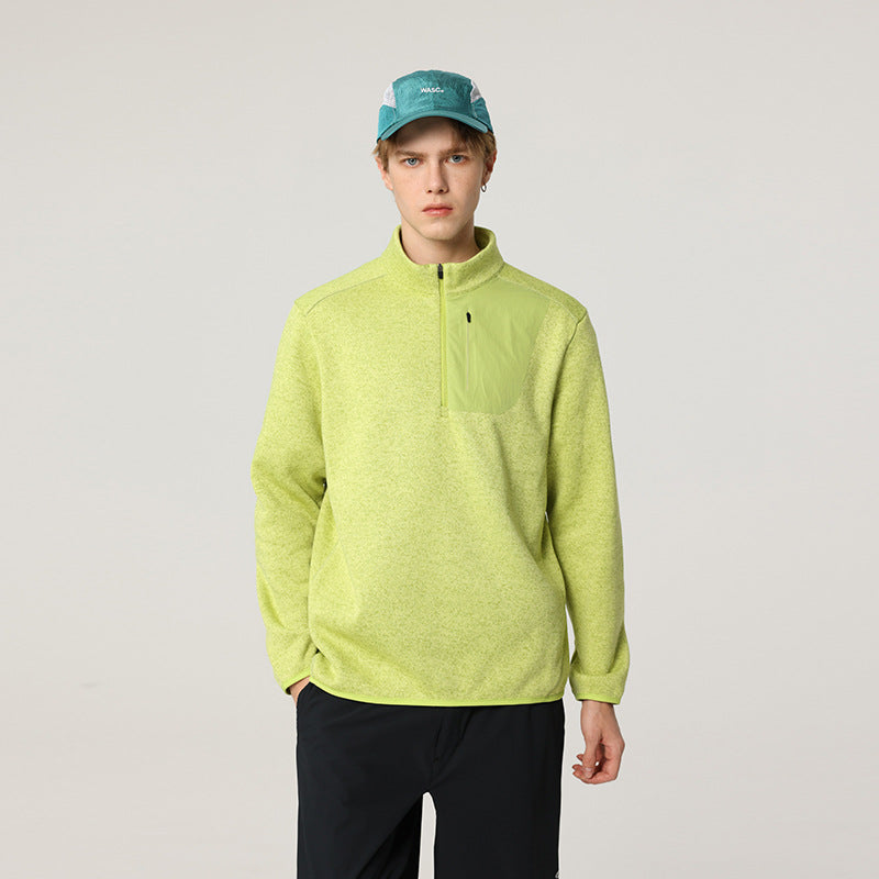 Herren Fleece-Halbzip-Pullover mit Stehkragen, Brustreißverschlusstasche und Relaxed-Fit Echo Archiv