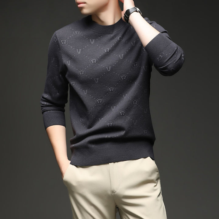Herren eleganter Rundhalspullover mit strukturiertem Design Echoarchiv