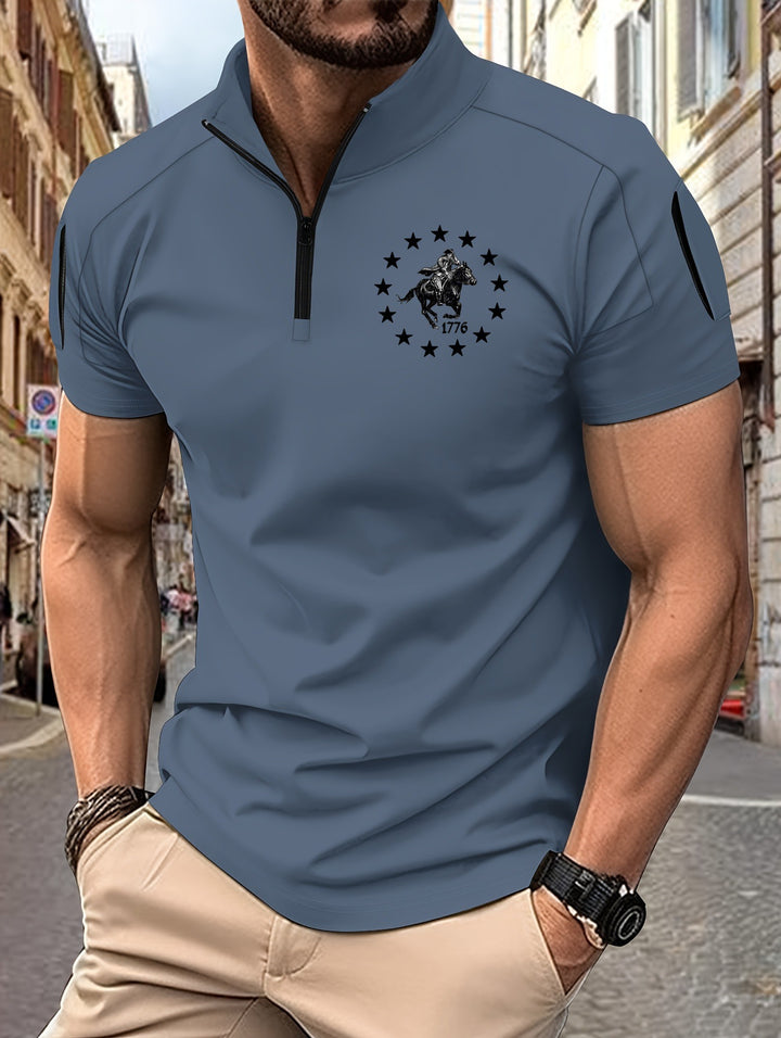 Herren Kurzarm Funktionsoberteil mit Stehkragen und Reißverschluss Echoarchiv