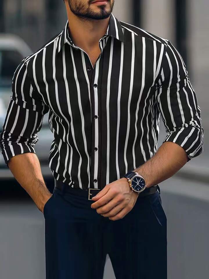 Herren Slim-Fit Hemd mit vertikalen Streifen Echoarchiv