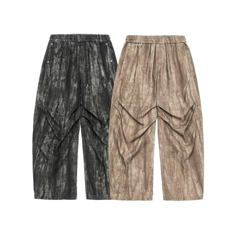 Unisex Weite Cropped-Hose mit asymmetrischen Lageinsätzen, elastischem Bund und beschichteter Struktur Echo Archiv