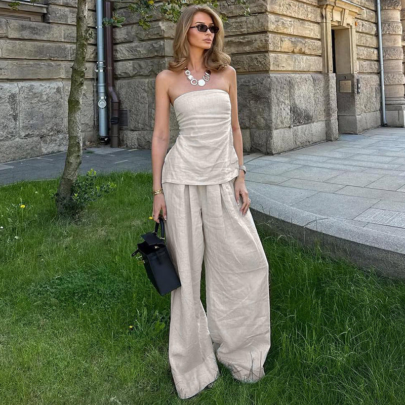 Damen Elegantes Zweiteiliges Set aus Leinen Echo Archiv
