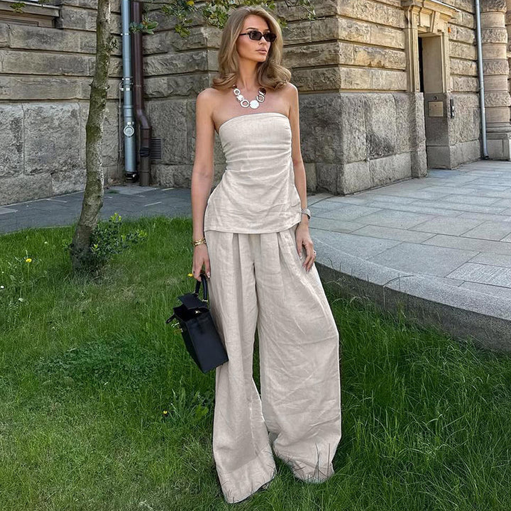 Damen Elegantes Zweiteiliges Set aus Leinen Echo Archiv