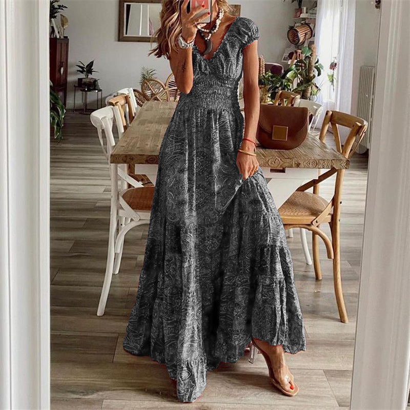 Damen Maxikleid mit Boho-Design und schwingendem Abschluss Echoarchiv