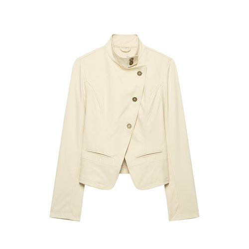 Damen Kurzblazer mit asymmetrischer Knopfleiste und hohem Stehkragen Echoarchiv