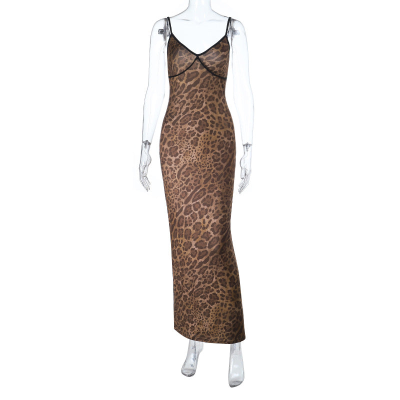 Damen Elegantes Maxikleid mit animalischem Muster Echo Archiv