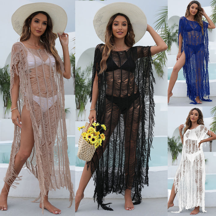 Damen eleganter Strandsarong mit fransigen Akzenten Echo Archiv
