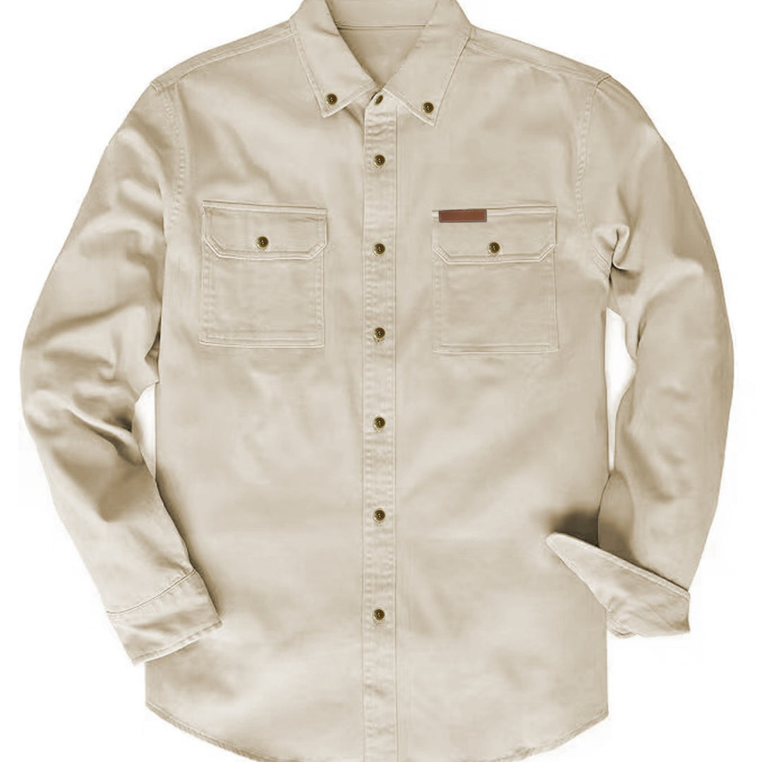 Herren Langarm-Hemd mit robusten Brusttaschen und klassischem Button-Down-Kragen Echoarchiv