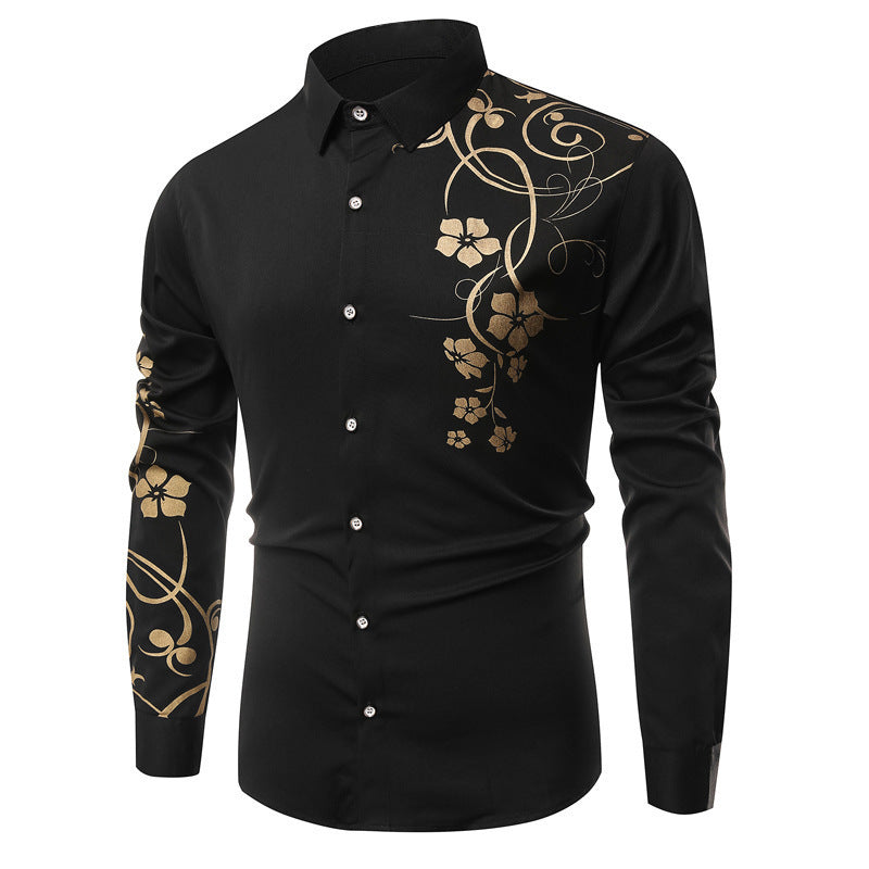 Herren Langarmhemd mit floralem Design und modernem Schnitt Echoarchiv