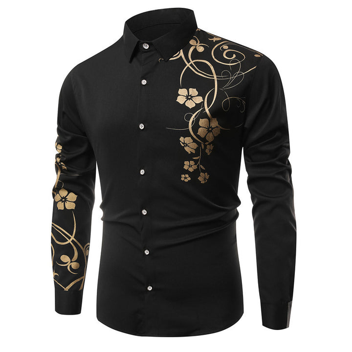 Herren Langarmhemd mit floralem Design und modernem Schnitt Echoarchiv