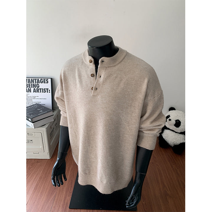 Herren Oversize-Strickpullover mit Henley-Kragen und Halbknopfleiste Echo Archiv