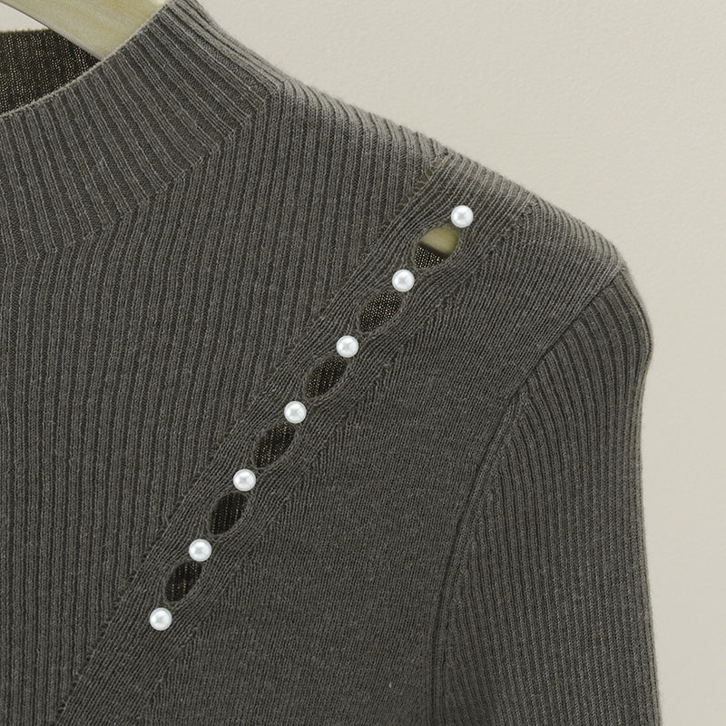 Damen Feinstrick-Pullover mit Perlenbesatz und Zierlochkante Echo Archiv